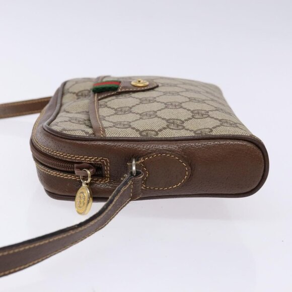 GUCCI GG Supreme Web Sherry Line Bag PVC Beige Gold - Picture 5 of 16